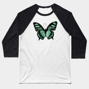 Malachite Loose Watercolor Butterfly Baseball T-Shirt
